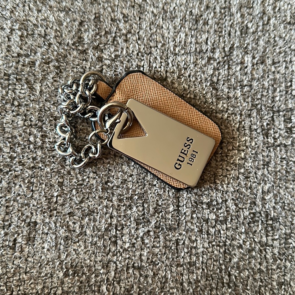 Guess Tan Silver Bag Charm